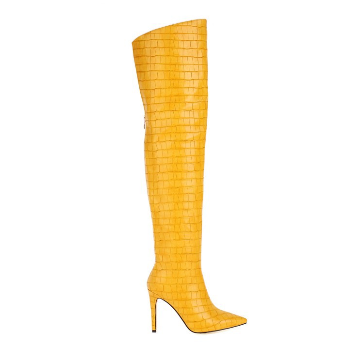 Pointed back zip high-top over-the-knee boots