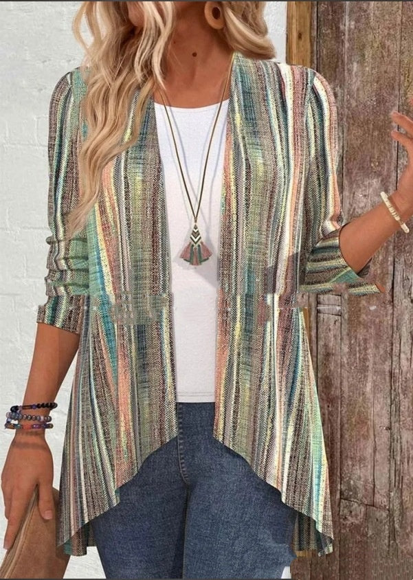 Women's Digital Printed Cardigan Long Sleeve Suit Coat