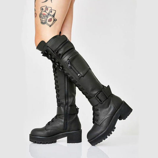 Fashionable Low Heel Platform Long Boots