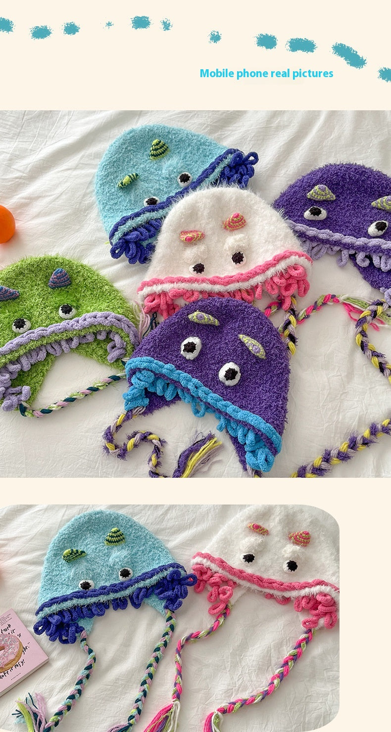 Cartoon Cute Monster Hat Casual Versatile Plush Bonnet