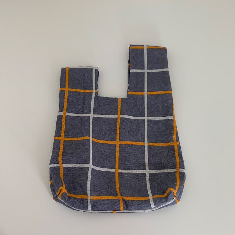 Japanese Style Multi-color Printed Linen Wrist Bag