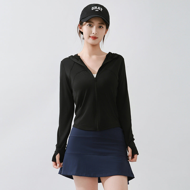 Sun Protection Clothing Thin Slim Stand Collar UV Protection Yoga Clothes