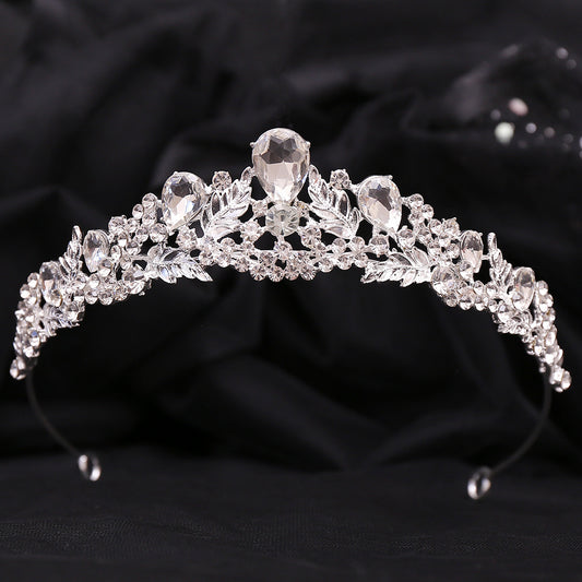 Bridal Headdress Alloy Rhinestone Leaves Small Crown