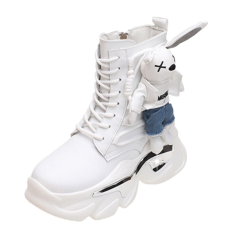 Women's High Top Shoes Thick Soled Sponge Cake Daddy Shoes Lace