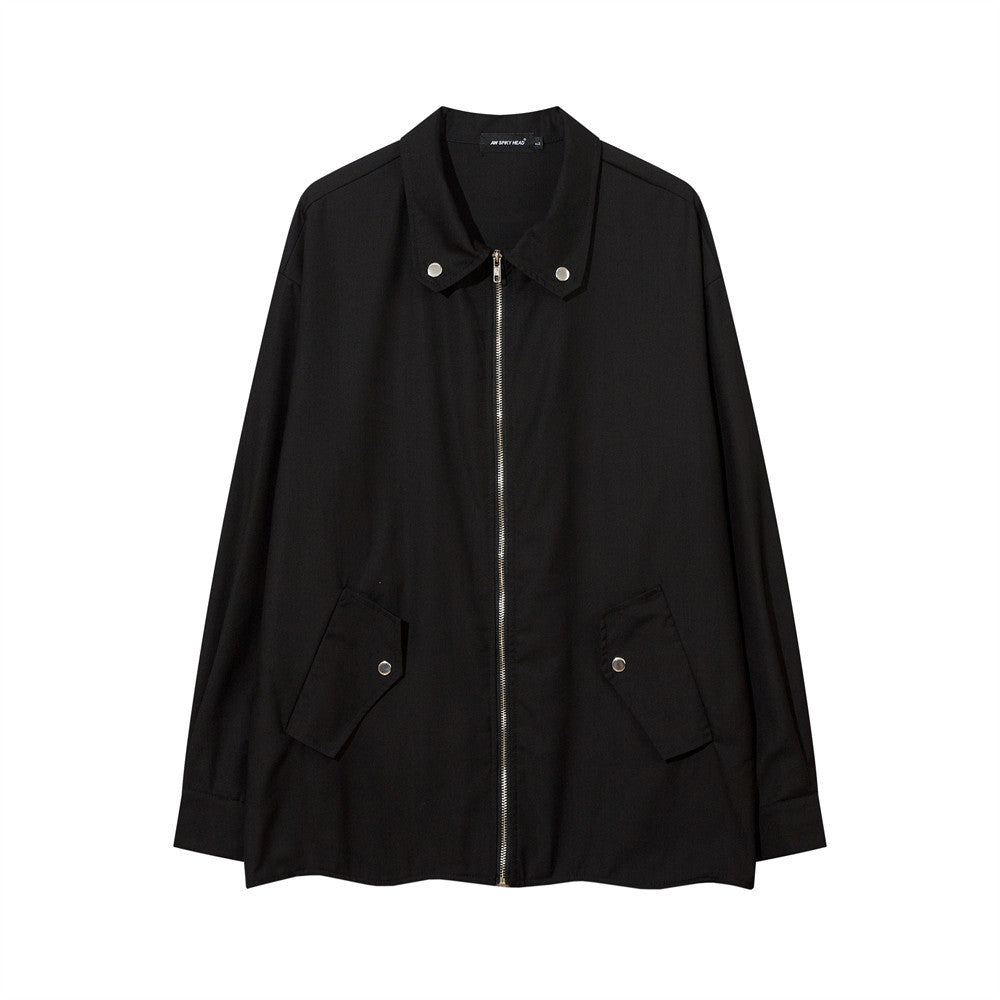 Spring And Autumn Lapel Zipper Shirt Coat