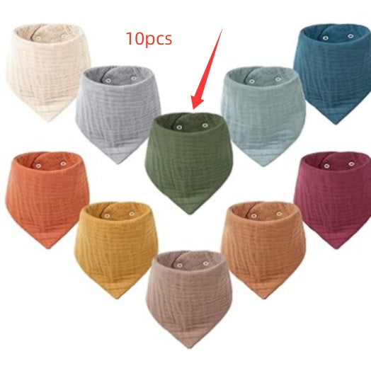 Baby Headscarf, Saliva Bib, Pure Cotton