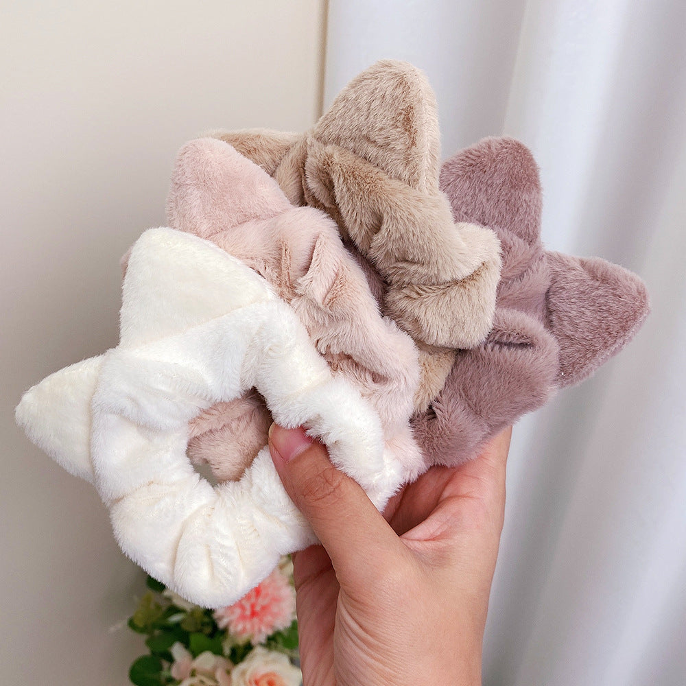 Plush Simple Cat Ears Large Intestine Hair Ring