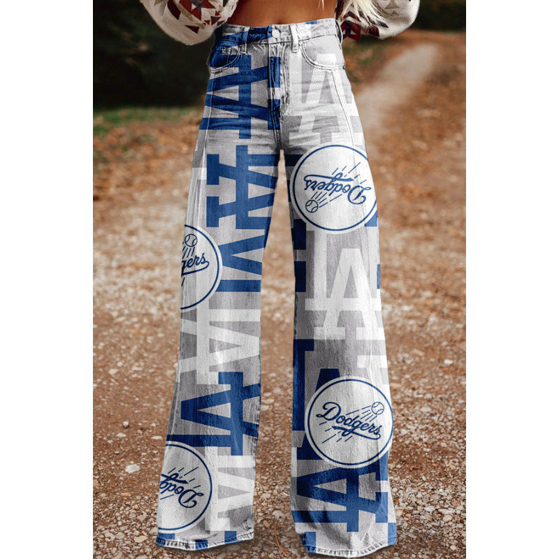 Digital Print Casual Versatile Plus-size Faux Denim Jeans 3D