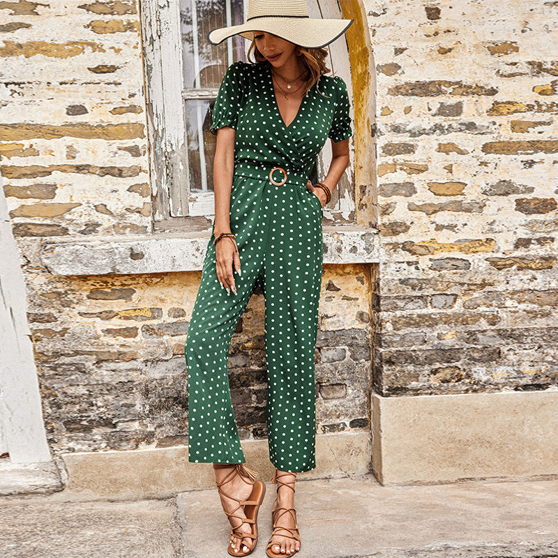Summer European And American Short Sleeve Waist-controlled Pants