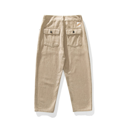 Japanese Spring Style Large Workwear With Pocket Casual Loose Pants