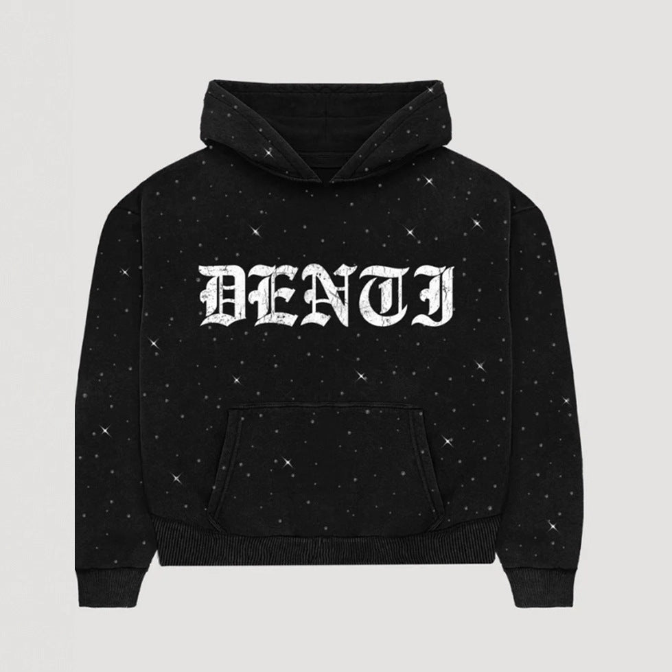 Women's Fashionable Printed Letter And Rhinestone Casual Sportswear Set