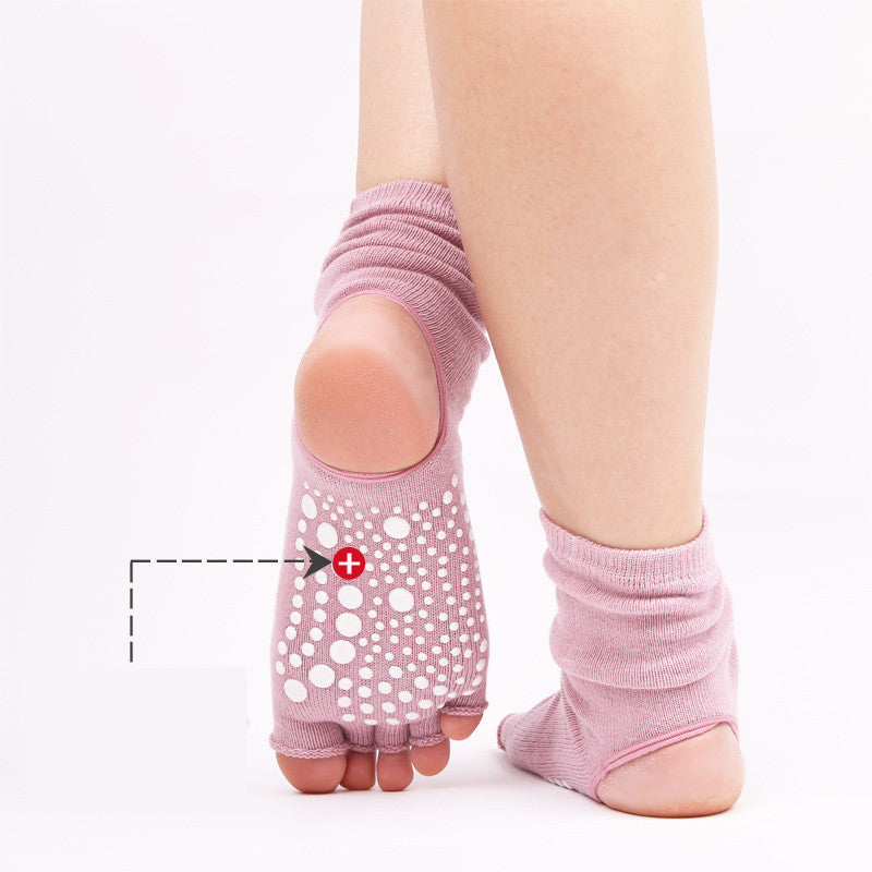 Solid Color Five-finger Non-slip Middle Tube Yoga Socks