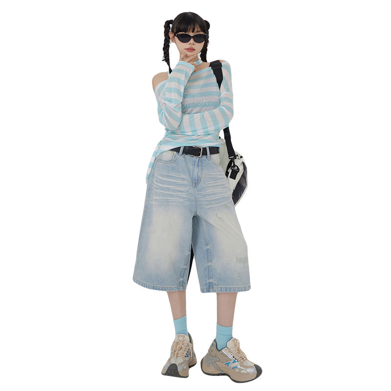 Women's American-style Retro Loose Wide-leg Jeans