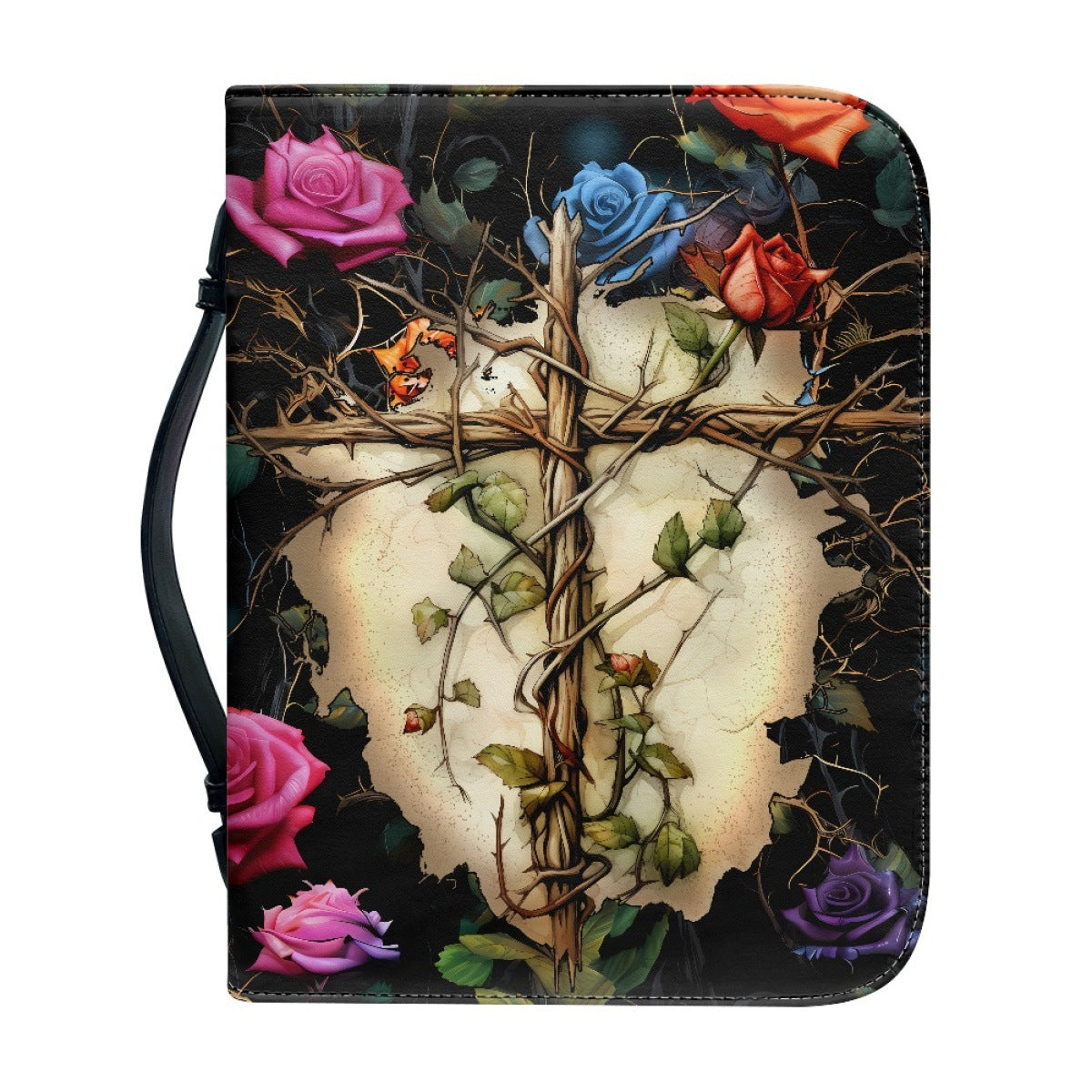 Portable Printing Book Protection Storage Holy Book Cross Sunflower Handbag