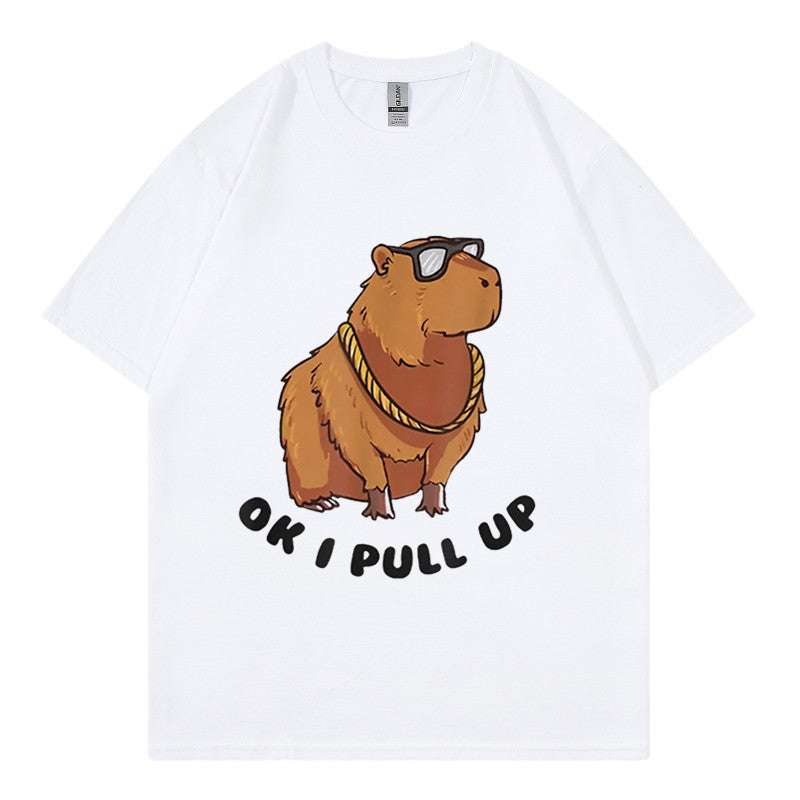 Printed Hip Hop Loose Short-sleeved T-shirt Men's Fashion Hong Kong Style Youth