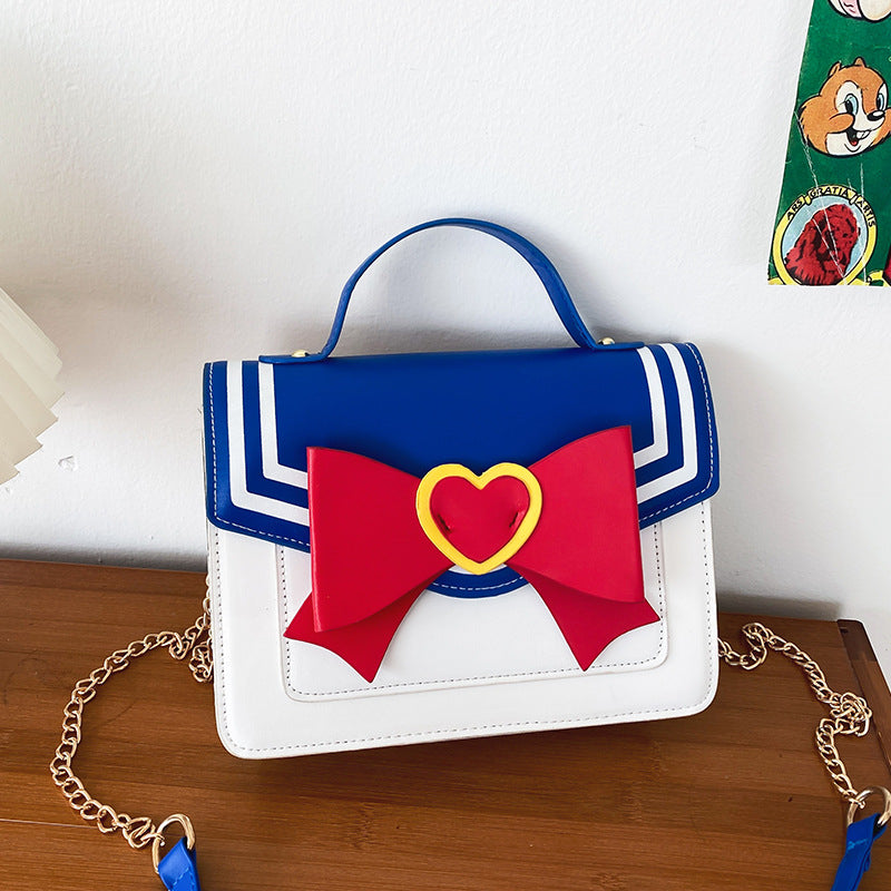 Contrasting Color Pu Messenger Bag Funny Personality