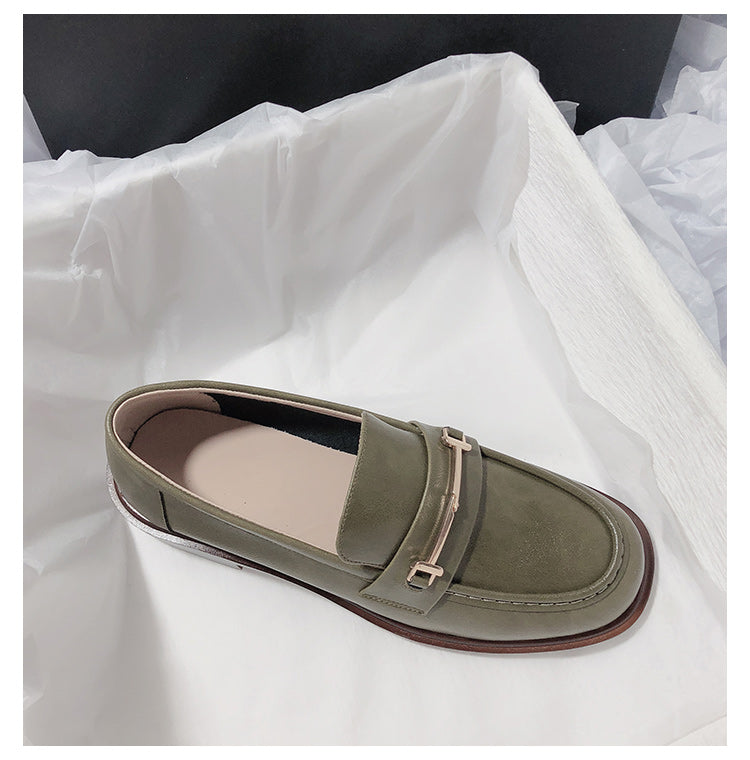 Super Comfortable And Easy To Wear Leather Flat Bottom Retro