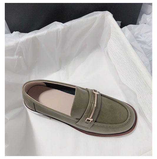 Super Comfortable And Easy To Wear Leather Flat Bottom Retro
