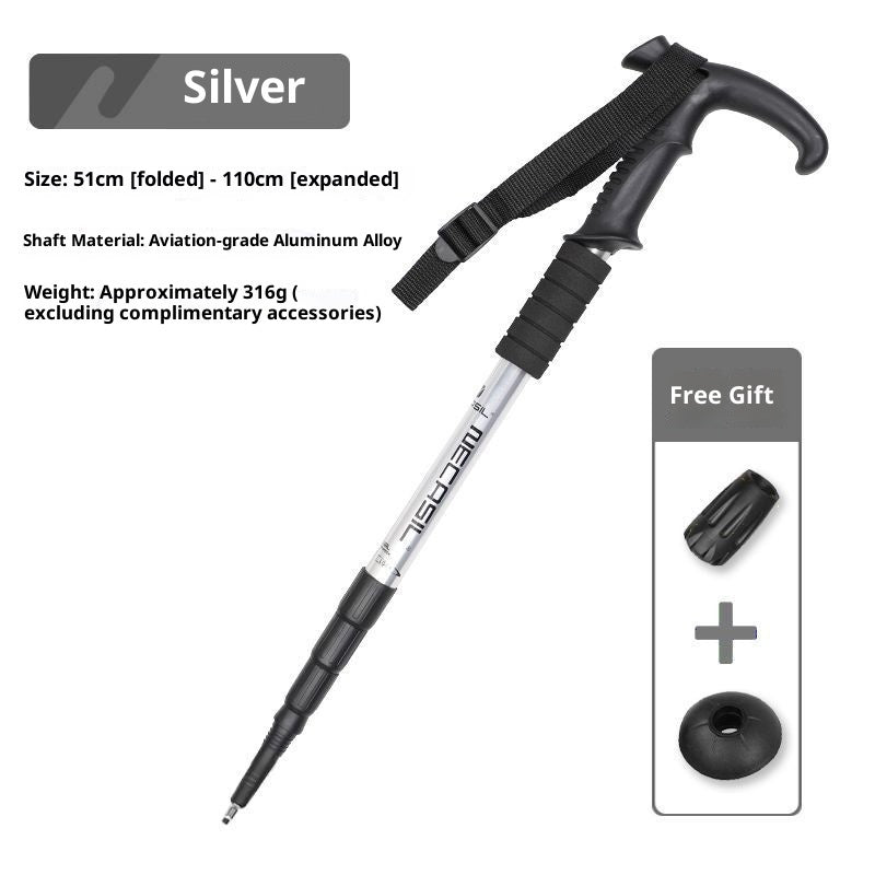 Four-section Curved Handle Alpenstock