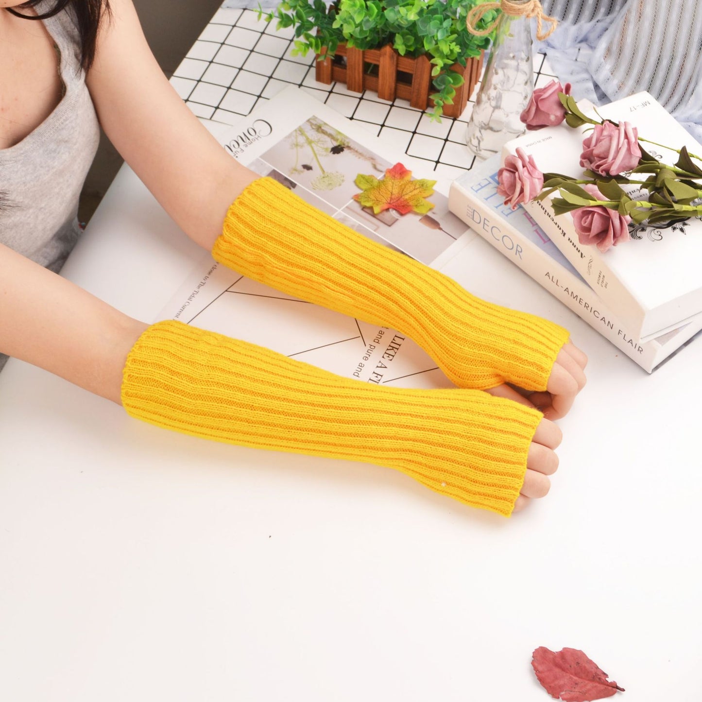 Sleeves Korean Knitted Women's Thermal Insulation