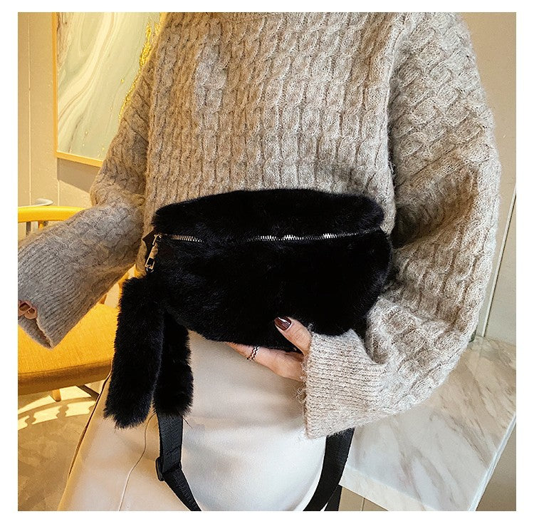 Women's Fashion Shoulder Fur Messenger Bag