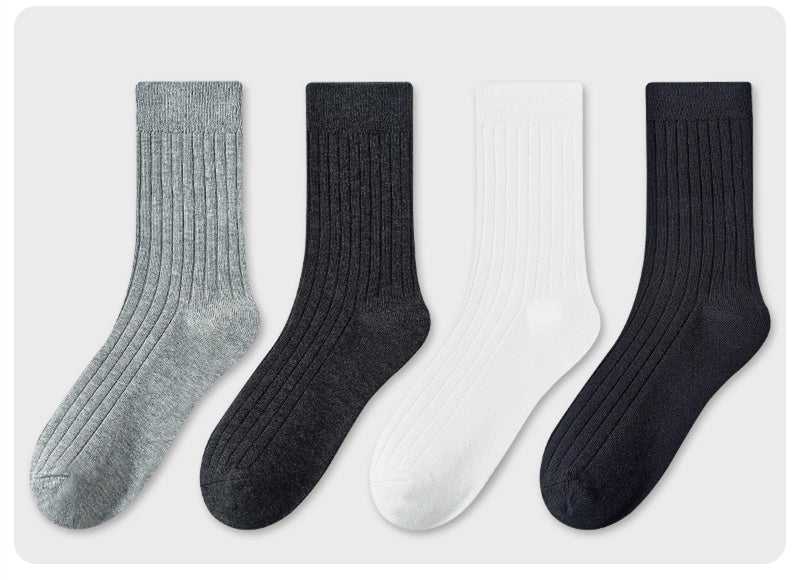 Men's Socks In Tube Pure Cotton Deodorant Solid Color