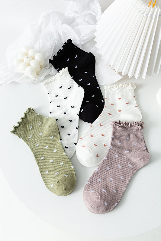Women's Simple Japanese Lace Love Short Socks