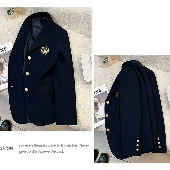 Springautumn Korean Style Navy Blazer For Women