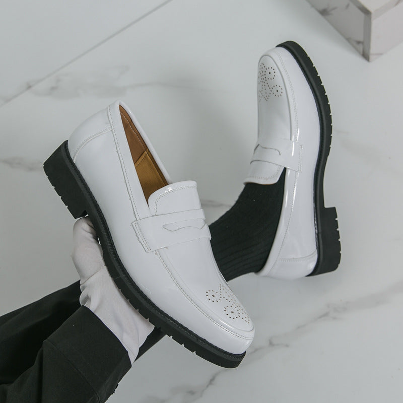 Autumn Men's Glossy Carved Leather Shoes