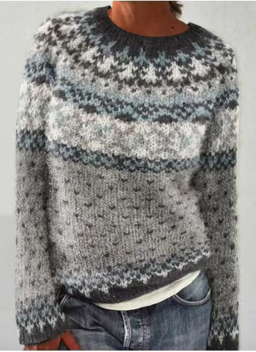 Women's Wish Hot Sale Round Neck Multicolor Loose Fashion Pullover Sweater