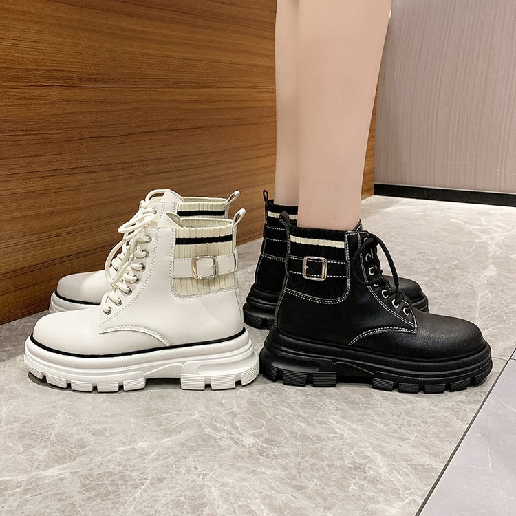 Lace Up Ankle Boots British Style Round Toe Casual