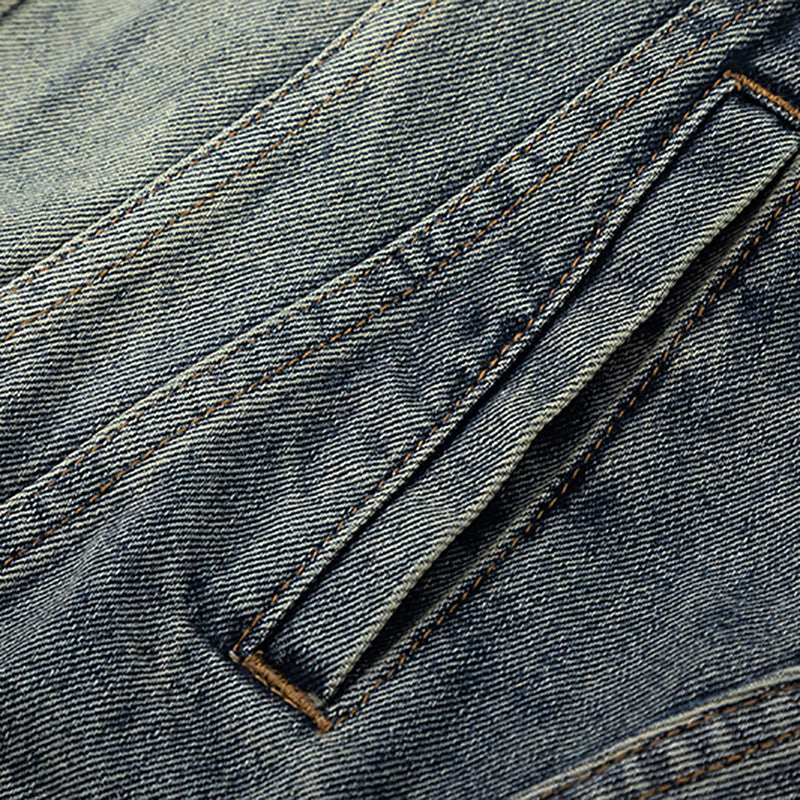 Washed And Worn Denim Clothes Jacket Men's Punk