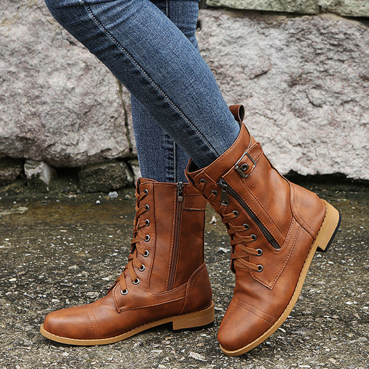 Women's Plus Size European And American Flat Low-heeled Boots