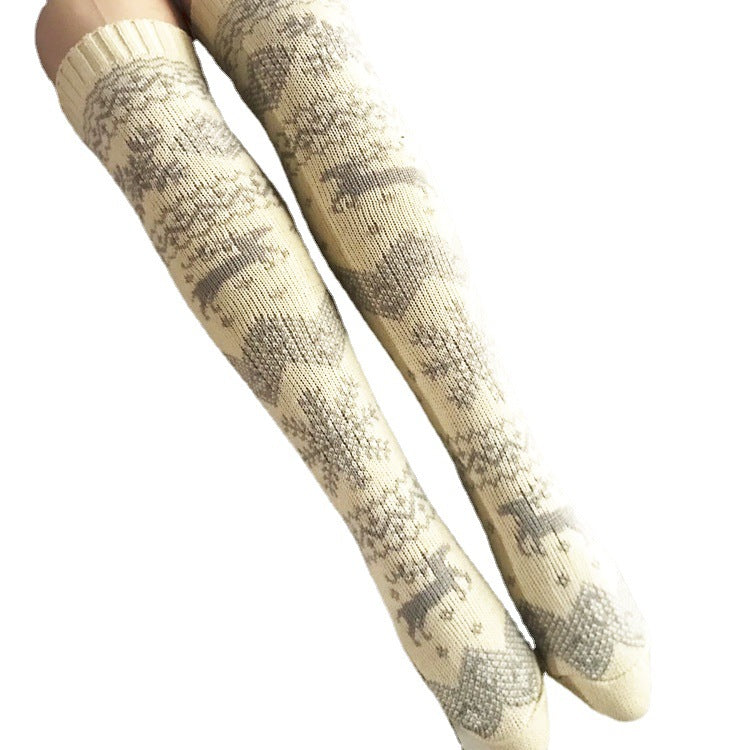 Elk Jacquard Christmas Socks