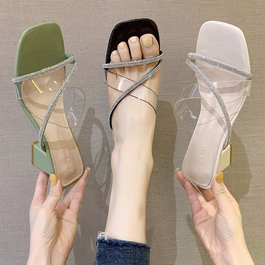 Korean Style Simple Fashion Transparent Sandals And Slippers