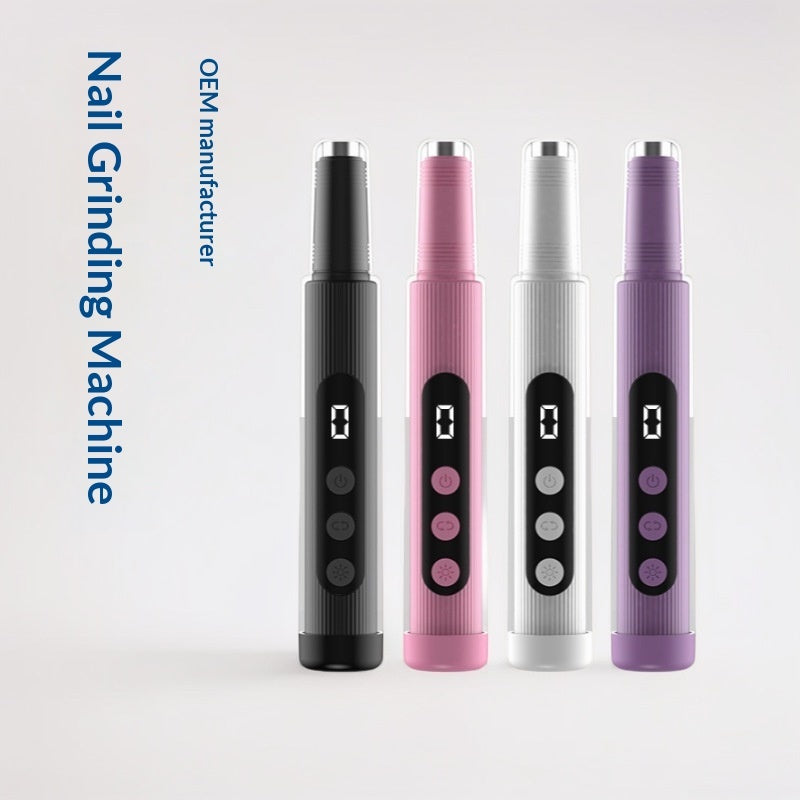 Electric Nail Grinder With LED Light Handheld Rechargeable Manicure Polishing Machine 2-in-1