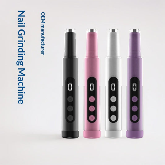 Electric Nail Grinder With LED Light Handheld Rechargeable Manicure Polishing Machine 2-in-1