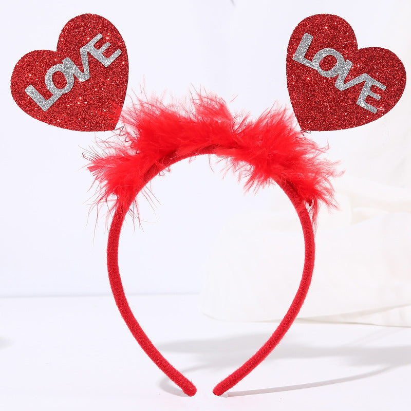 Red Heart Headband Accessories Three-dimensional