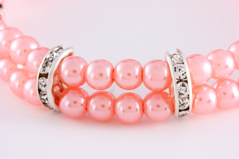 Pet Supplies Two Row Pearl Necklace With Elastic