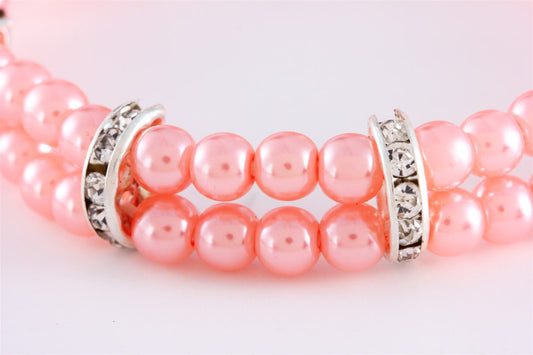 Pet Supplies Two Row Pearl Necklace With Elastic