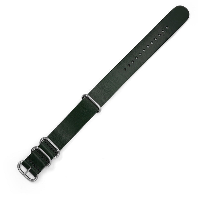 Five-Ring Cowhide Burst Crack Crazy Horse Oil Strap