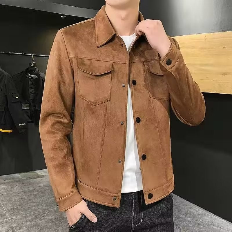 Fashion Retro Trend Slim Fit Handsome Casual Turn-down Collar Coat Men