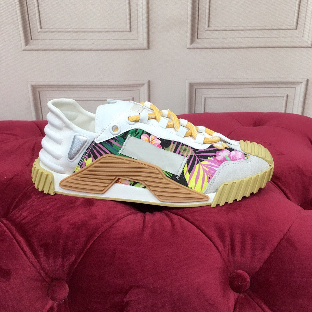 Colorblock Flat Casual Lace-Up Sneakers