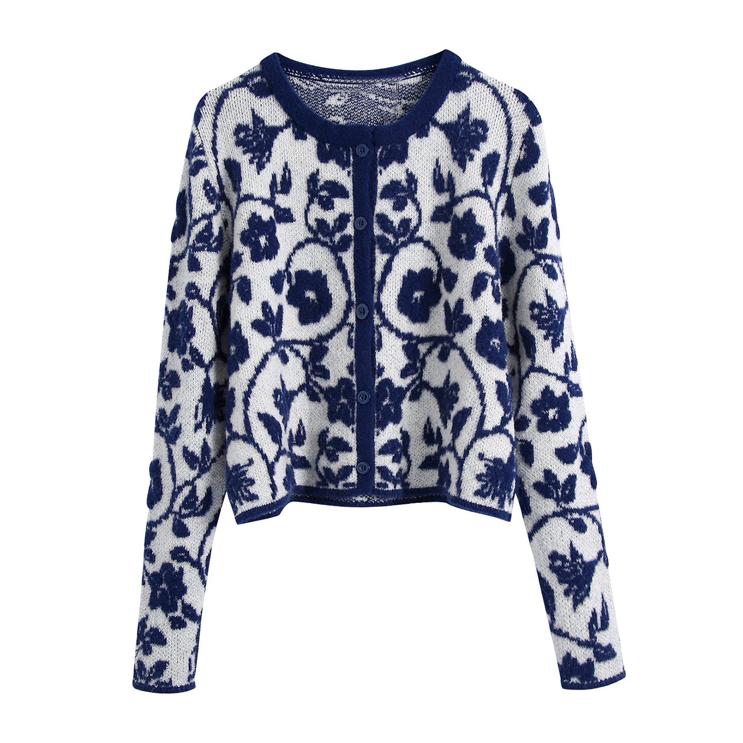 New European And American Women's Floral Jacquard Knitted Sweater