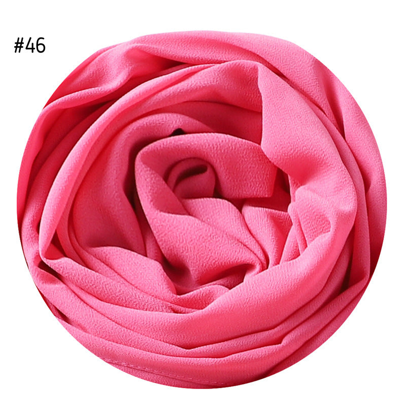Women's Simple And Versatile Solid Color Pearl Chiffon Scarf