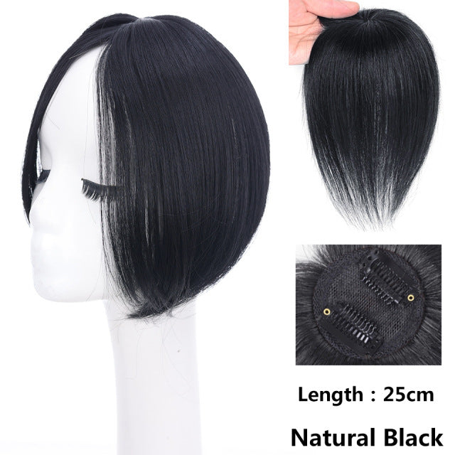 Women's Head Hair Replacement Center-parted Wig Air Side Bangs Two-card Straight Hair