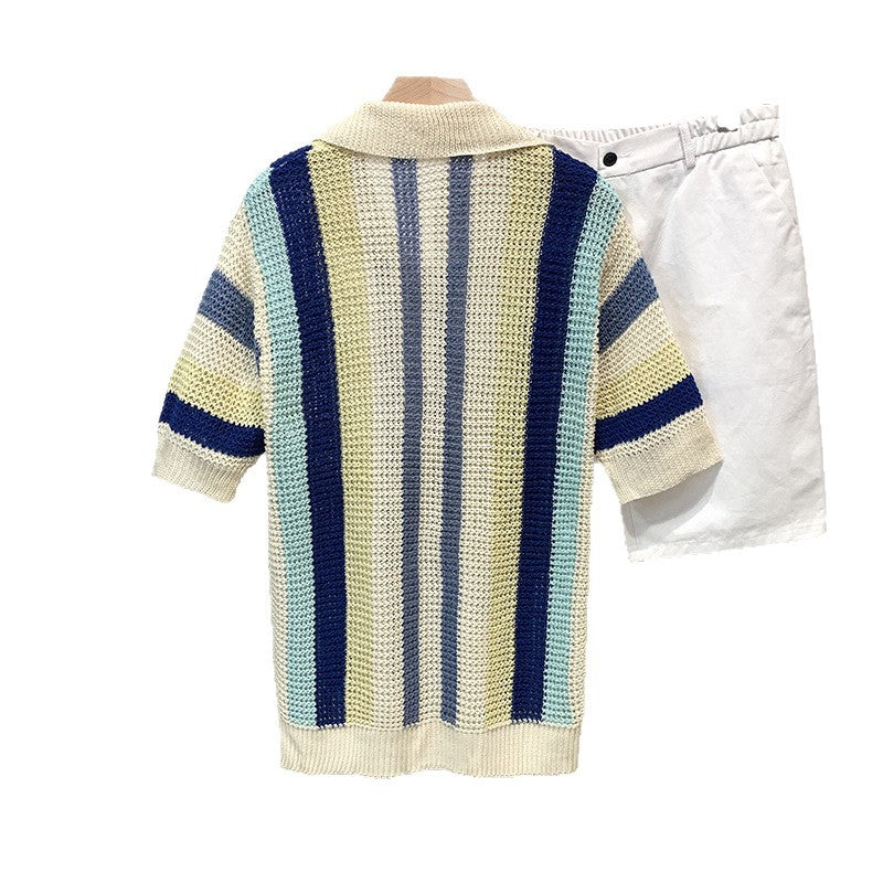 Dopamine Stripe Loose Casual Shirt
