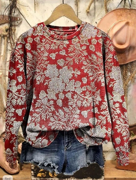 European And American Printing Long Sleeve Casual Top Autumn Winter Sweater