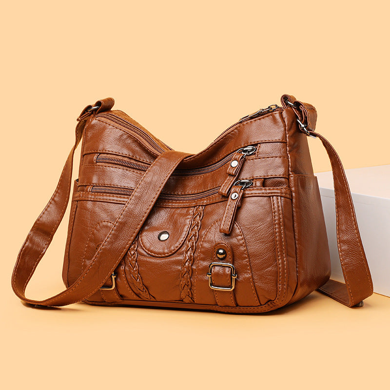 Multi-compartment Shoulder Soft Advanced Texture Crossbody Bag