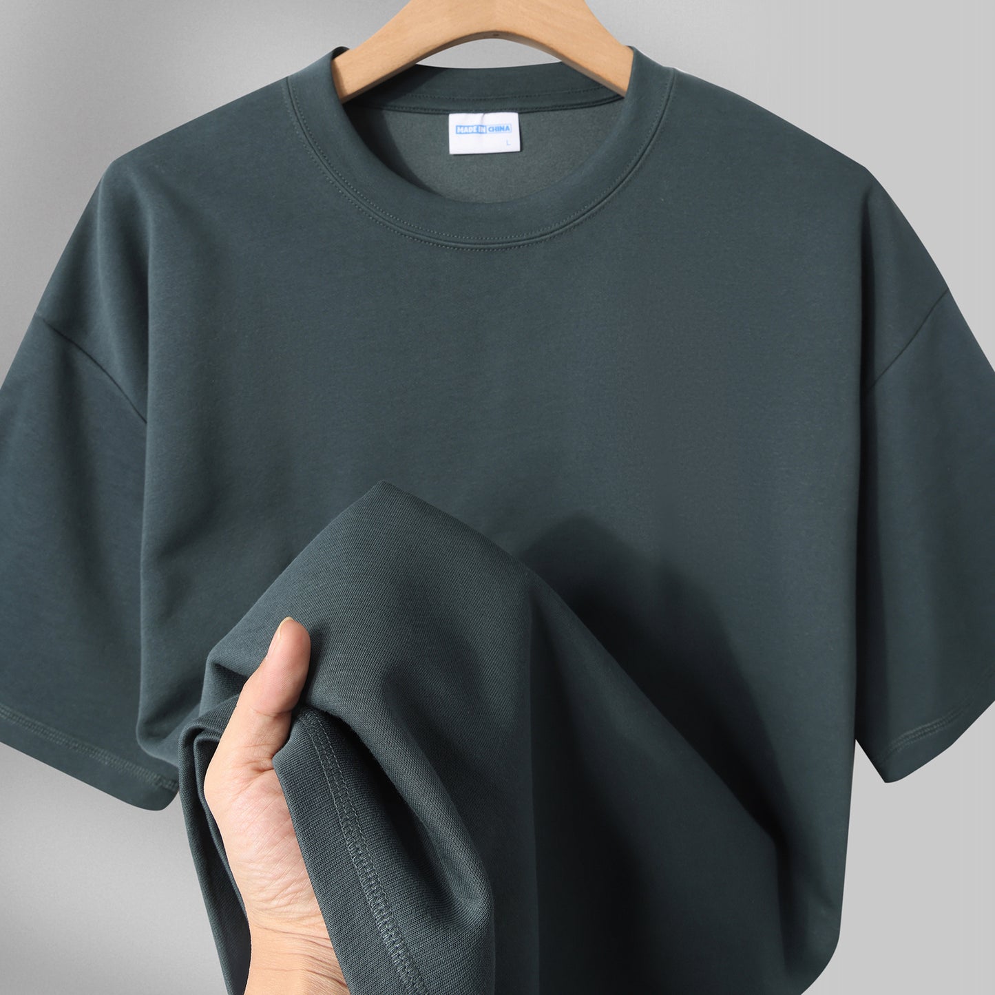 Fashion Men's And Women's Couple's Clothes Loose Shoulder Solid Color Base Shirt